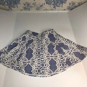 PARKER BRAND CIRCLE Blue &‎ White Cotton Blend A-Line Mini Skirt size 4